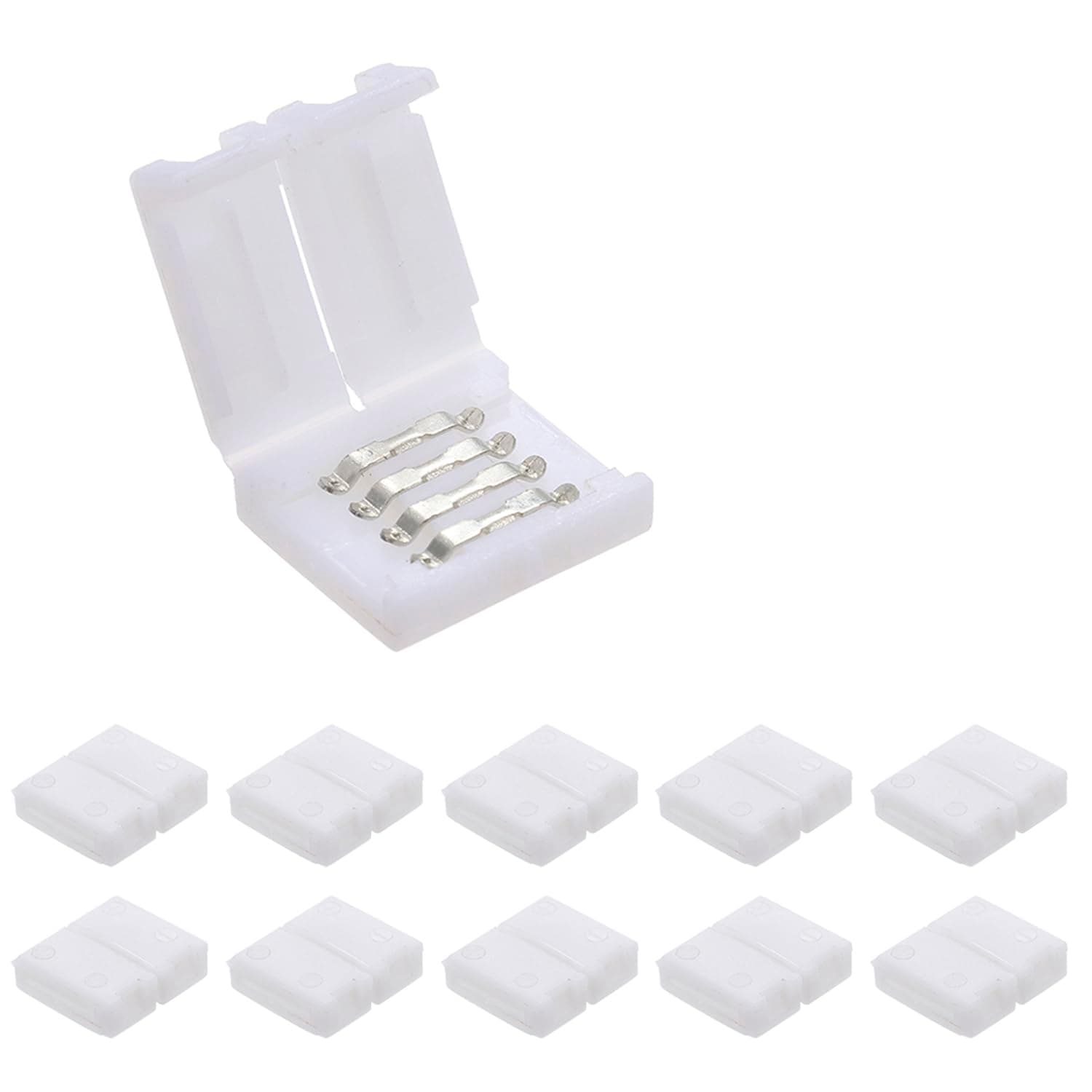 Fawoonu 4 Pins RGB LED Strip Connector Quick Splitter 10 Pack White