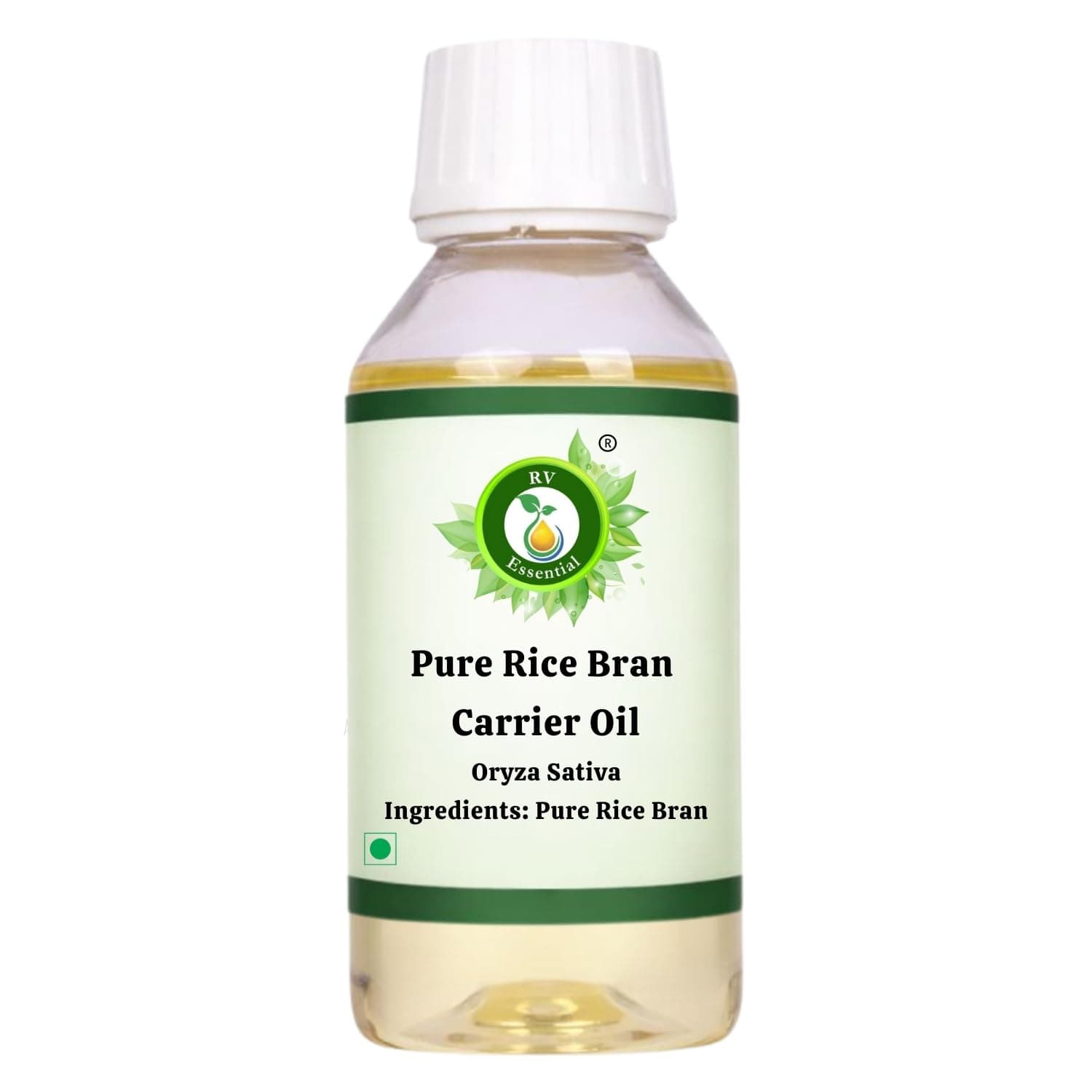 R V Essential Pure Rice Bran and Natural Cold Oryza Sativa Pressed Carrier Oil - (200ml)