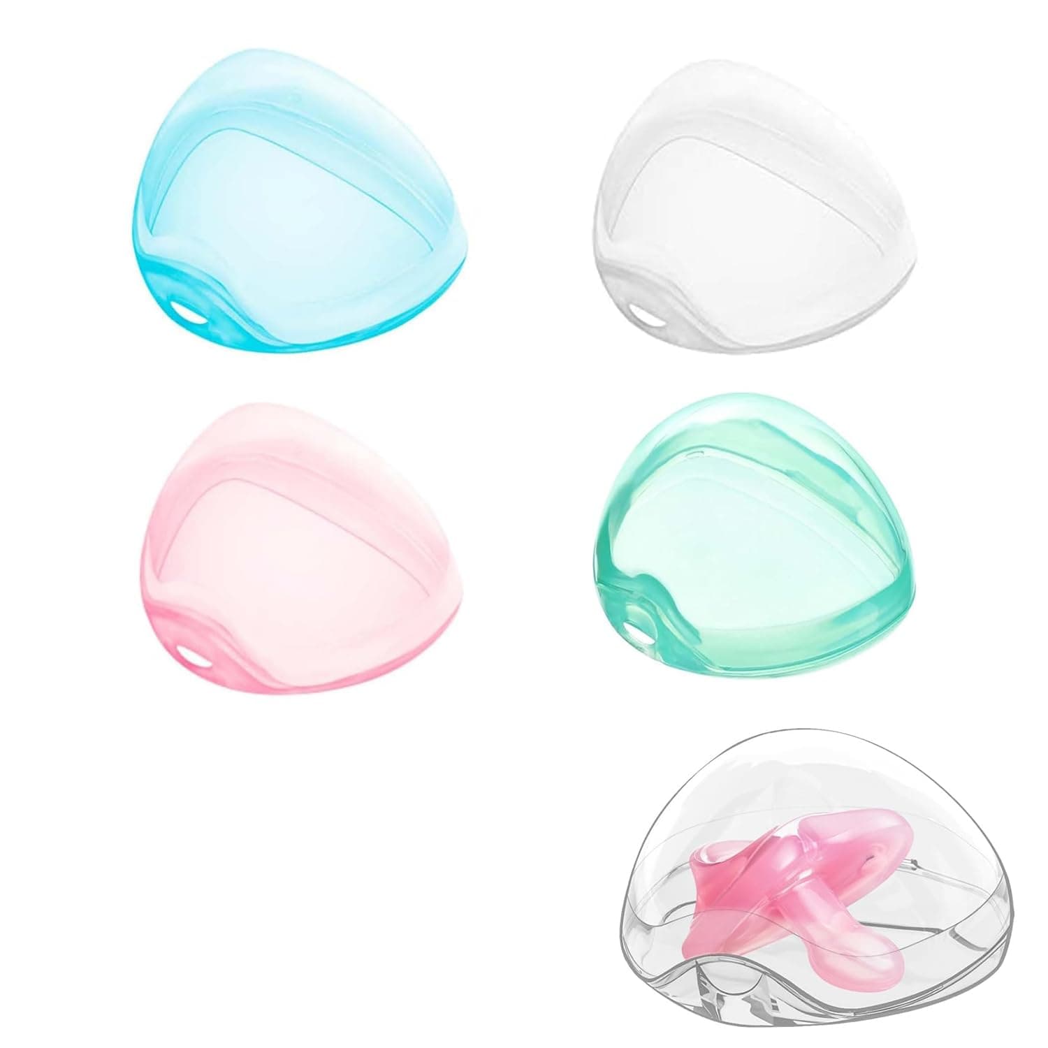 ToolHouse 4 Pack Pacifier Container, Leak-Proof Baby Soother Case, Portable Pacifier Case, BPA Free for Baby, Travel, Home(Transparent)