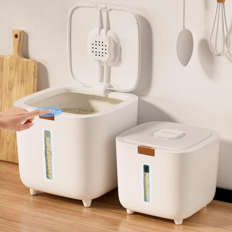 Rice Storage Container, Airtight Food Storage Containers with Measuring Cup, Large Capacity Pet Food Storage Container, Kitchen Pantry Storage Bin for Rice, Cereal,Flour,Snacks (10kg)