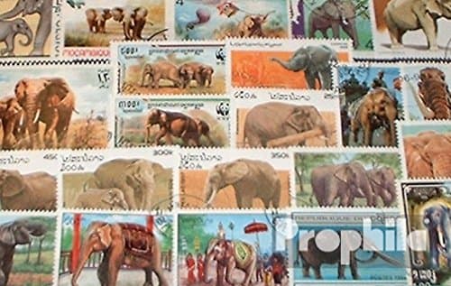 Prophila Collection Motivations 50 Different Elephants Stamps (Stamps for Collectors) Other Mammals (Monkeys/Dinosaurs/Elephants...)