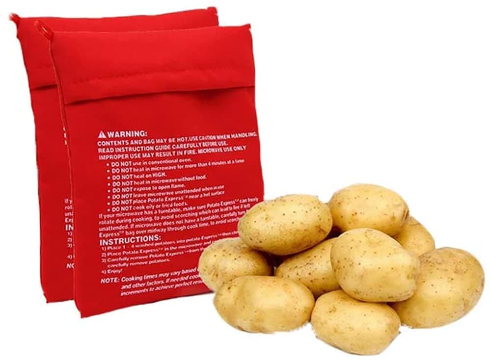 Microwave Potato Cooker Bag, 2 PCS Express Pouch, Washable and Reusable for Baked Potatoes in 4 Minutes