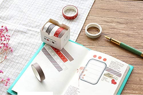 10 Rolls Simple Lines Washi Tape, Twill, Stripes, Squares Washi Masking Tape Set for Bullet Journal, Planner, Gift Wrapping, Holiday Decoration