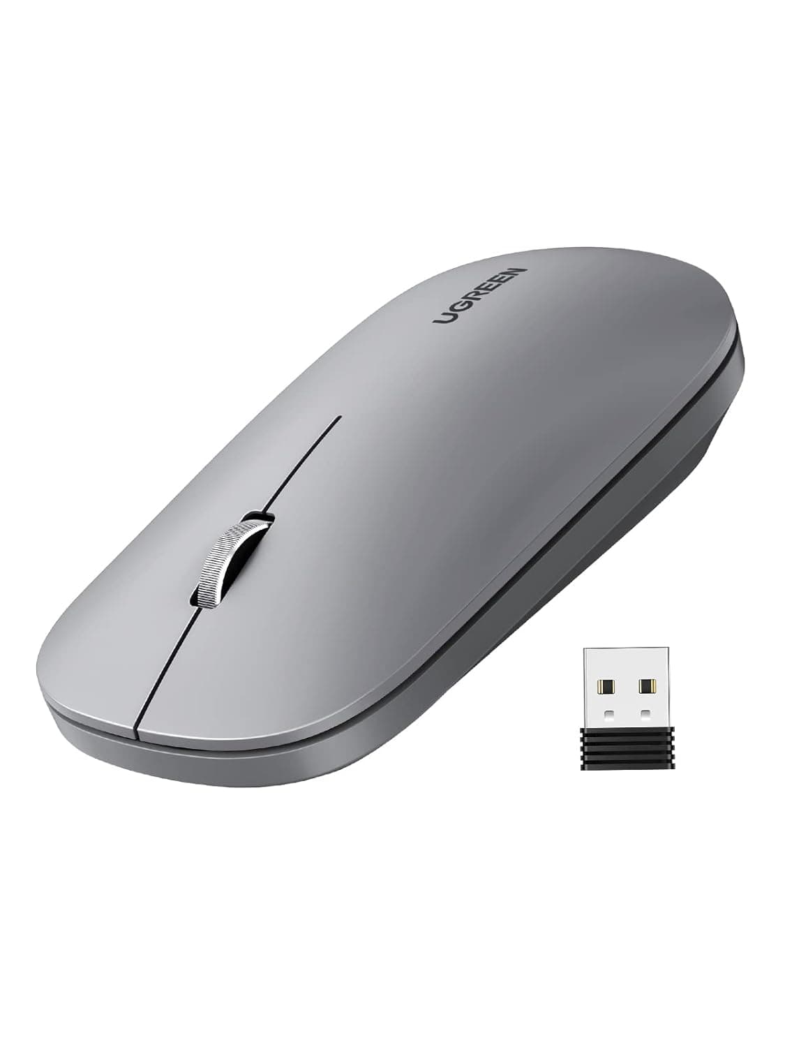 UGREEN Wireless Mouse, Slim Mouse Silent Mice, 2.4G USB, 4000 DPI Adjustable, Compact and Portable, Ultrafast Scrolling, Grey
