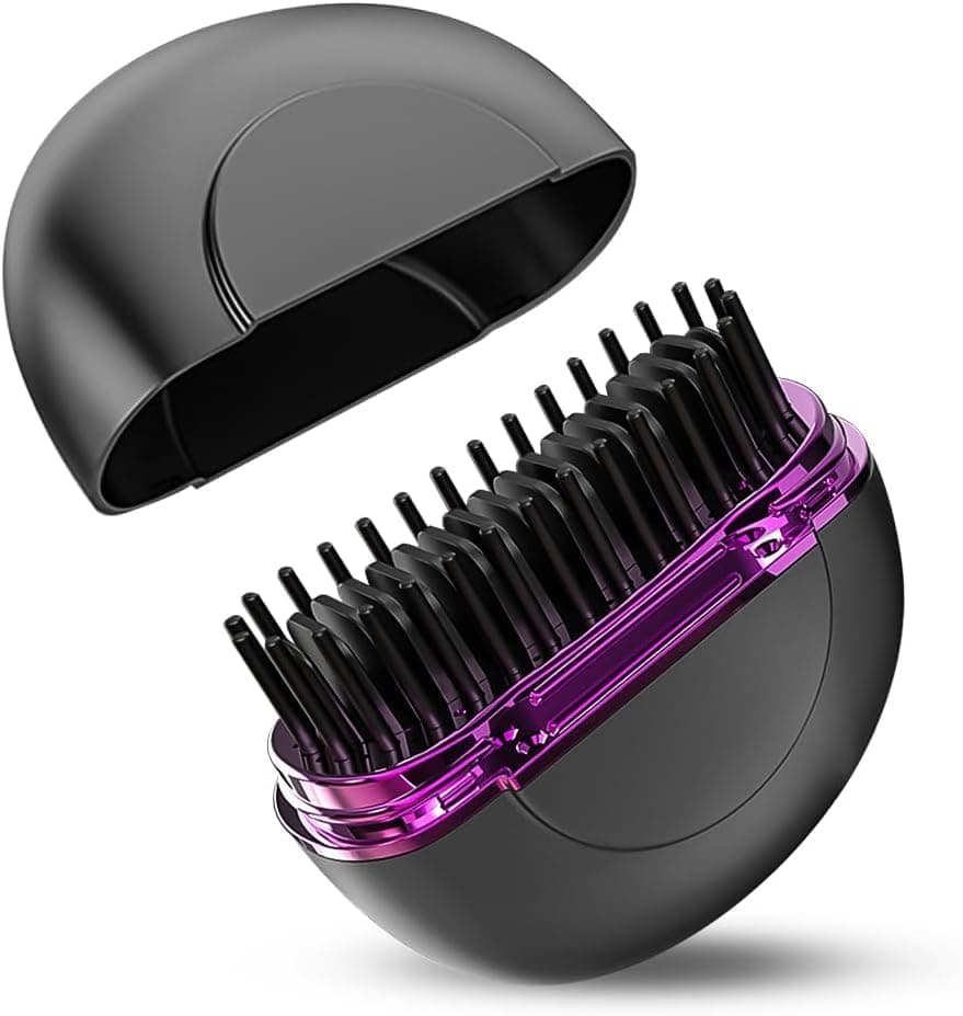 مكواة فرد الشعر الصغيرة من ابسانت، فرشاة فرد شعر محمولة قابلة لاعادة الشحن، تقنية 3 تحكم وتسخين سريع، هيكل مضاد للحروق، خفيفة الوزن ومحمولة كهدية للمنزل والسفر (اسود)