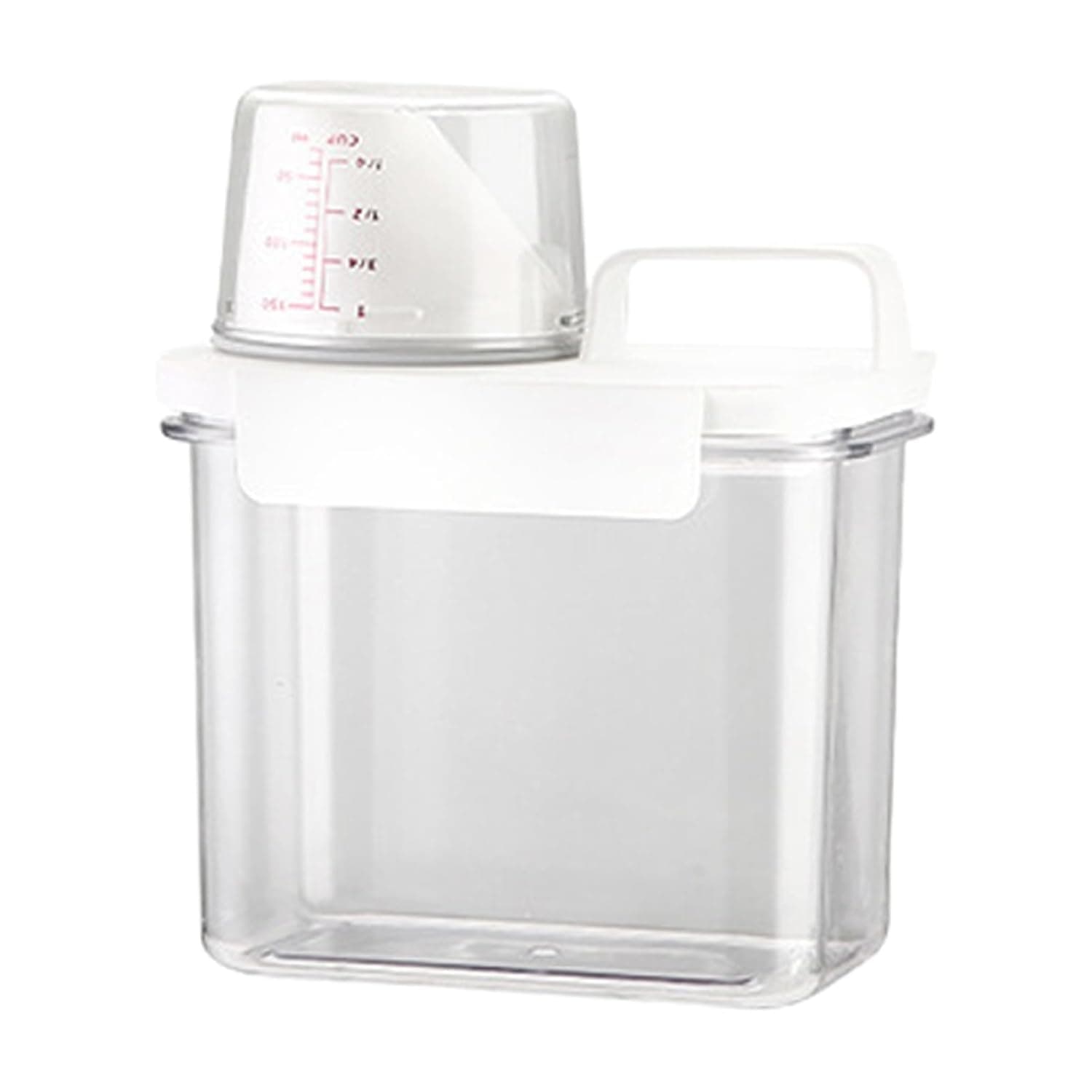 Laundry Powder Container, Powder Detergent Container, Laundry Detergent Dispenser, Empty Laundry Room Organization and Storage with Measuring Cup for Softener Beads and Sea Salt, White