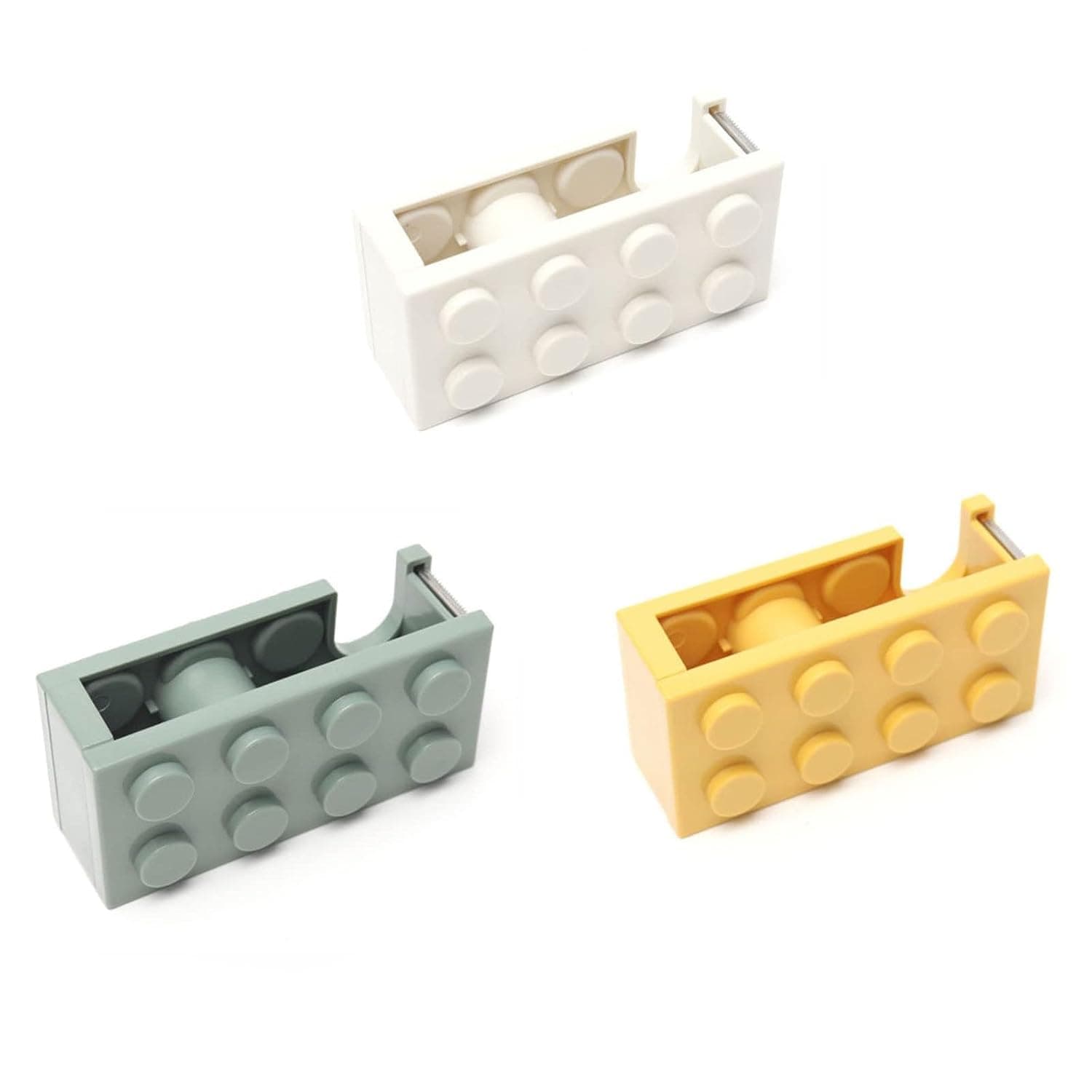 X spring 3 PCS Desktop Tape Dispenser,3 Color Block Stacking Creative Adhesive Paper Base,Functional Desk Accessory Perfect for Office Stationery Easy to Use Cutter for Gift Wrapping Art Project