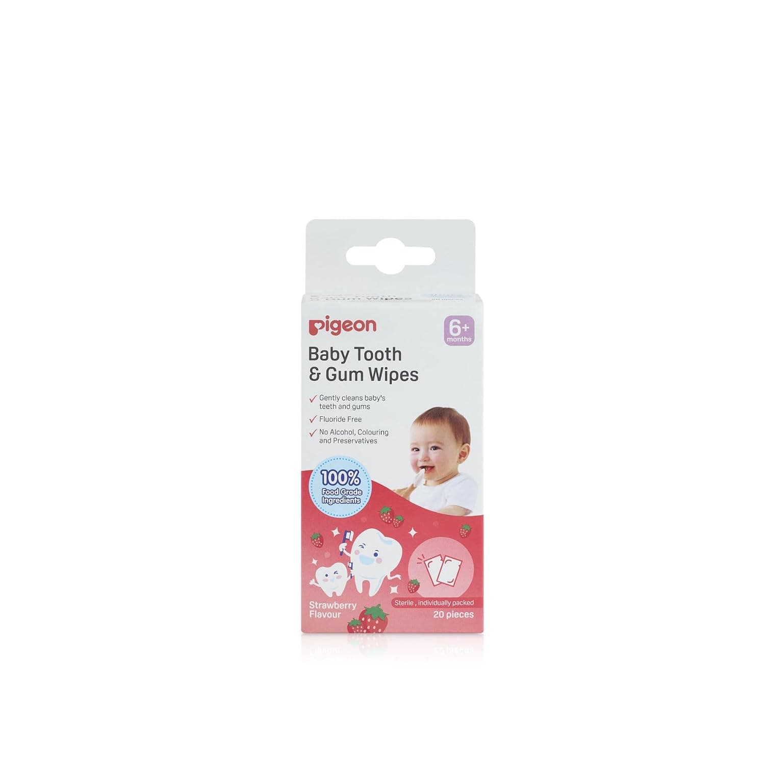 Pigeon Baby Tooth And Gum Wipes, 20 Pieces - Strawberry