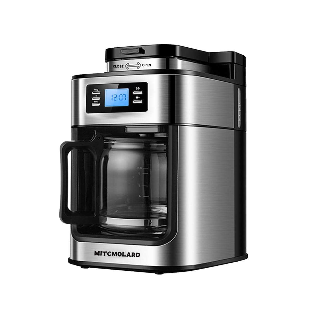 Coffee Maker with Grinder, Drip Coffee Machine with Grinder |1 L, 1050 W|10 Cup Black American Coffee Maker, Boil Dry Protection,Anti Drip, Auto Shut-off