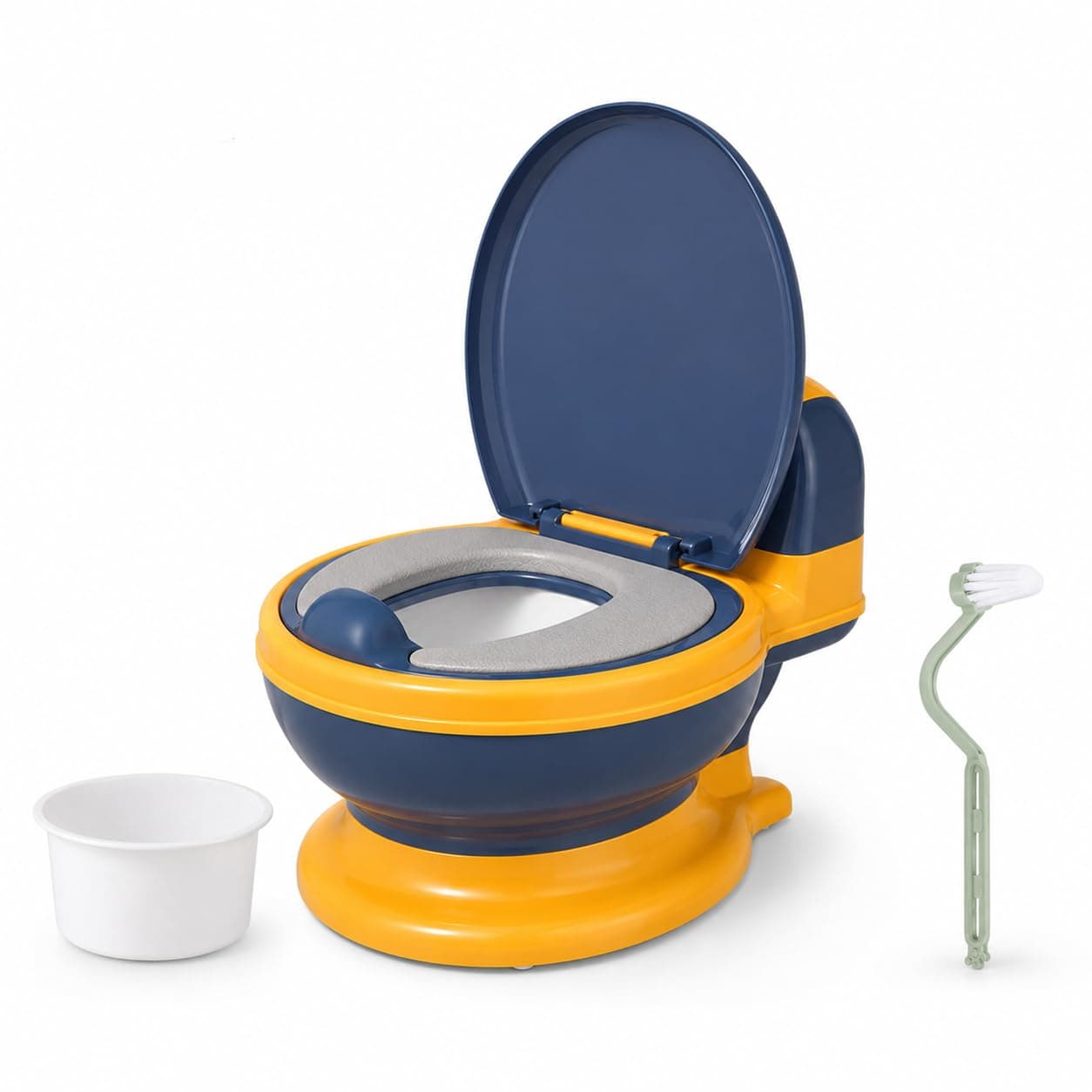 VINNYSEN Potty Training Toilet, Toddler Potty Chair with Soft Seat, Real Potty Toddlers Toilet with Removable Pot, Toilet Tissue Dispenser and Cleaning Brush, for Boys Girls