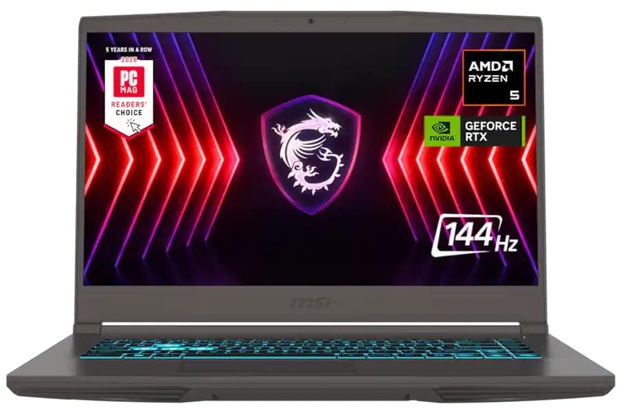 msi 15.6" Thin A15 Gaming Laptop, 16GB DDR5, 512GB SSD, Full HD Display, NVIDIA GeForce RTX 4050, AMD Ryzen 5 7535HS, Wi-Fi 6, Backlit Keyboard, Webcam, Bluetooth, Windows 11 Pro, Black