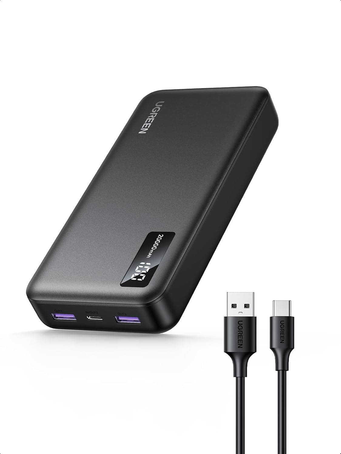UGREEN Power Bank 20000mAh, 22.5W Portable Charger with PD 3.0 Fast Charging and USB C Input and Output with Digital Display, Includes Cable for iPhone 17 Series, Galaxy S26U/S25/S24, iPad, AirPods