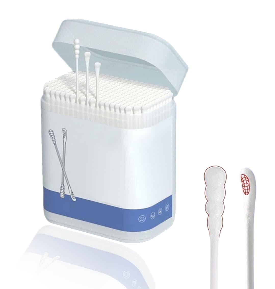 200Pcs Biodegradable Baby Cotton Swabs - Double-Headed Design for Safe Ear & Nose Cleaning - Gentle & Effective