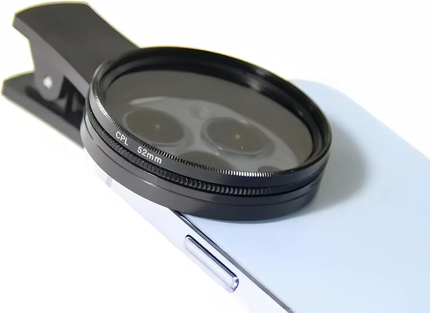 Clip-on CPL Lens Filter Compatible Witch iPhone, Pixel, OnePlus and More Smartphones - Polarizer Lens for Mobile Photography and Outdoor Shots (52mm, Black)