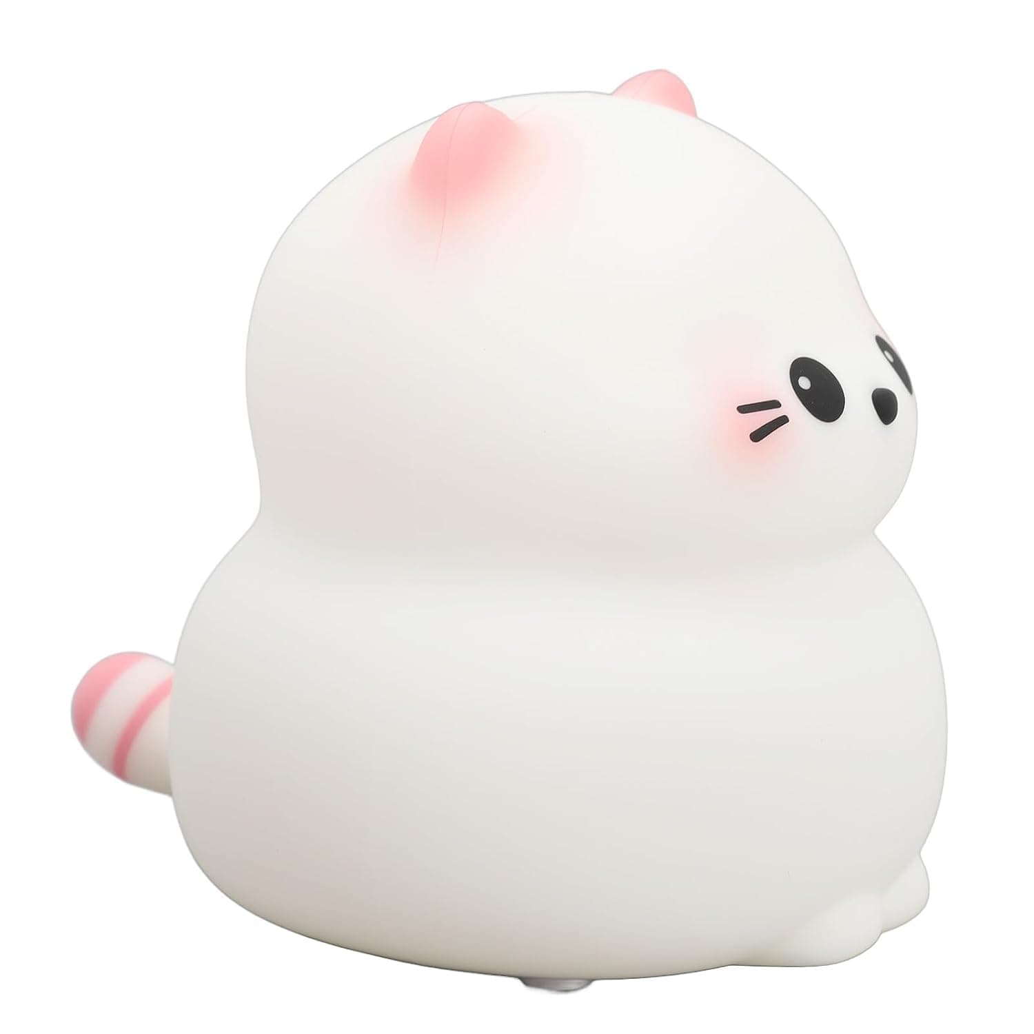 Domary Cute Cat Silicone Night Light Rechargeable 1200mAh USB Tap Control 3 Brightness Warm Nursery Lamp with Timer for Baby Feeding and Kids Bedroom