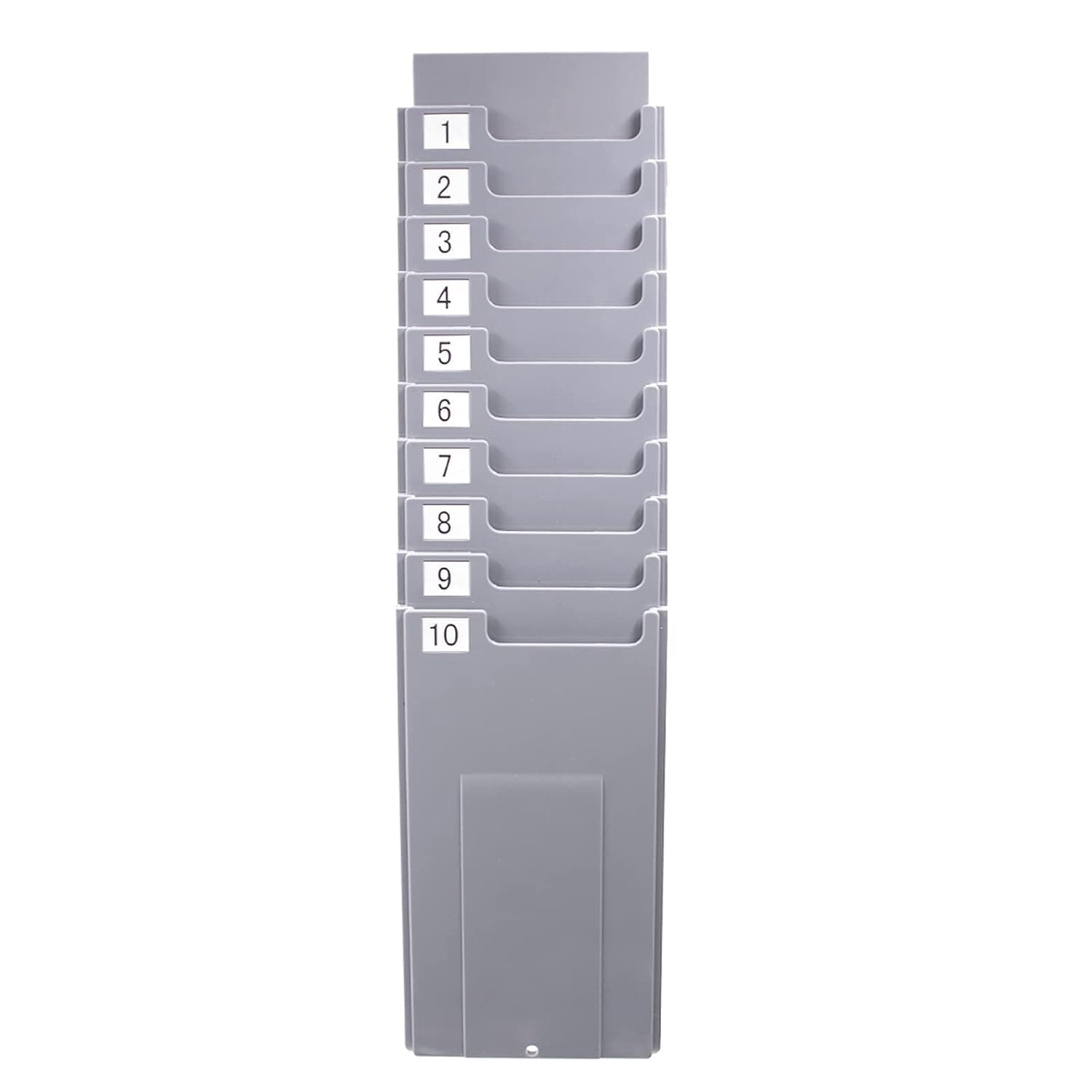 NADAMOO Time Cards Rack Retractable Time Card Holder with 10-Pocket,Plastic Wall Mounted Cards Holder Compatible with Time Card Machine Attendance Recorder Punch Clock for Office, Gray | Retractable and Expandable, Compatible with Time Clock and Attendance Recorder for Office Business, Grey