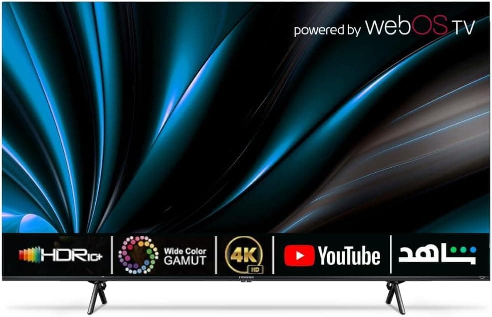 شاشة تلفزيون KMC 43 بوصة نظام تشغيل ويب OS سمارت فوركي بدون إطار استفر داخلي 2 ريموت ضمان الوكيل سنتين