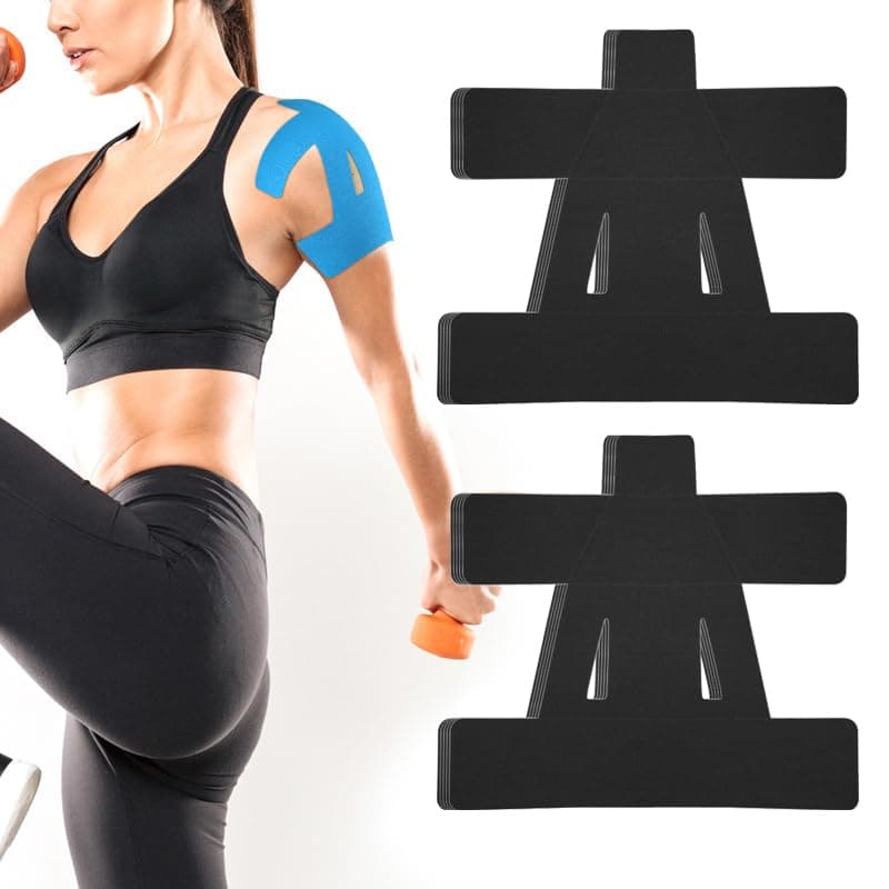 10 Pack Waterproof and Breathable Kinesiology Shoulder Tape Pre-Cut Shoulder Pain Relief Elastic Straps for Support and Stability - for Depo