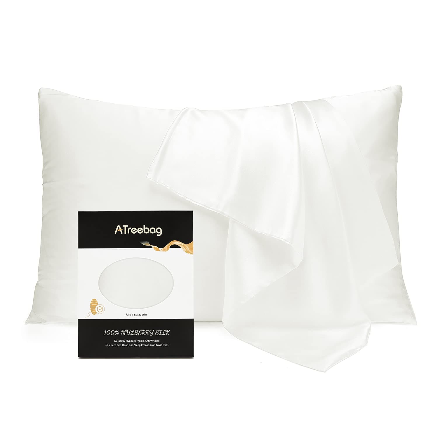 Toddler Kids Pillowcase 100% Mulberry Silk, Hypoallergenic Soft Smooth Baby Pillow Cover fits 13x8 12x16, Skin and Hair Benefits for Boys and Girls with Gift Box ( Ivory White,1pc,13"x18" )