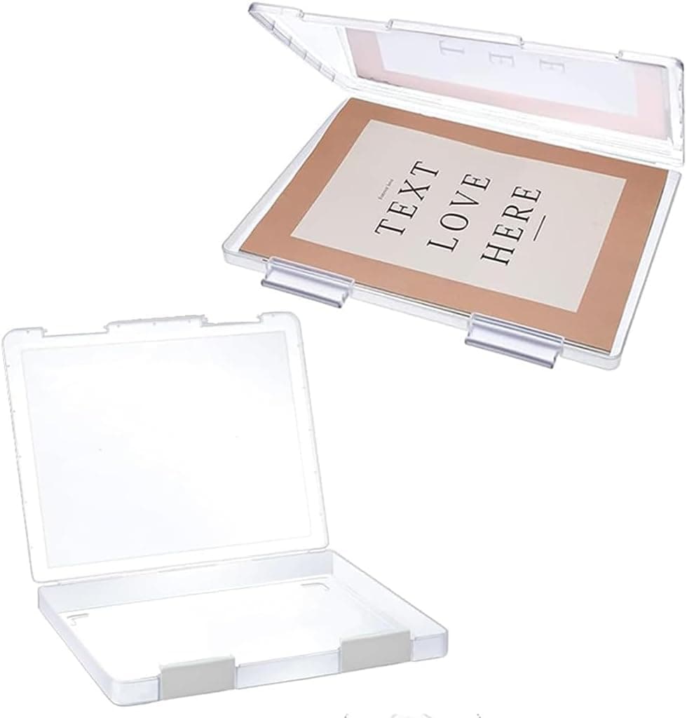 4 Pack A4 File Box Paper Organizers Holder, Transparent Document Plastic Paper Case, Scrapbook Paper Storage Boxes for Photo, Document, Magazine, Stamps, Envelopes, Office School Supplies
