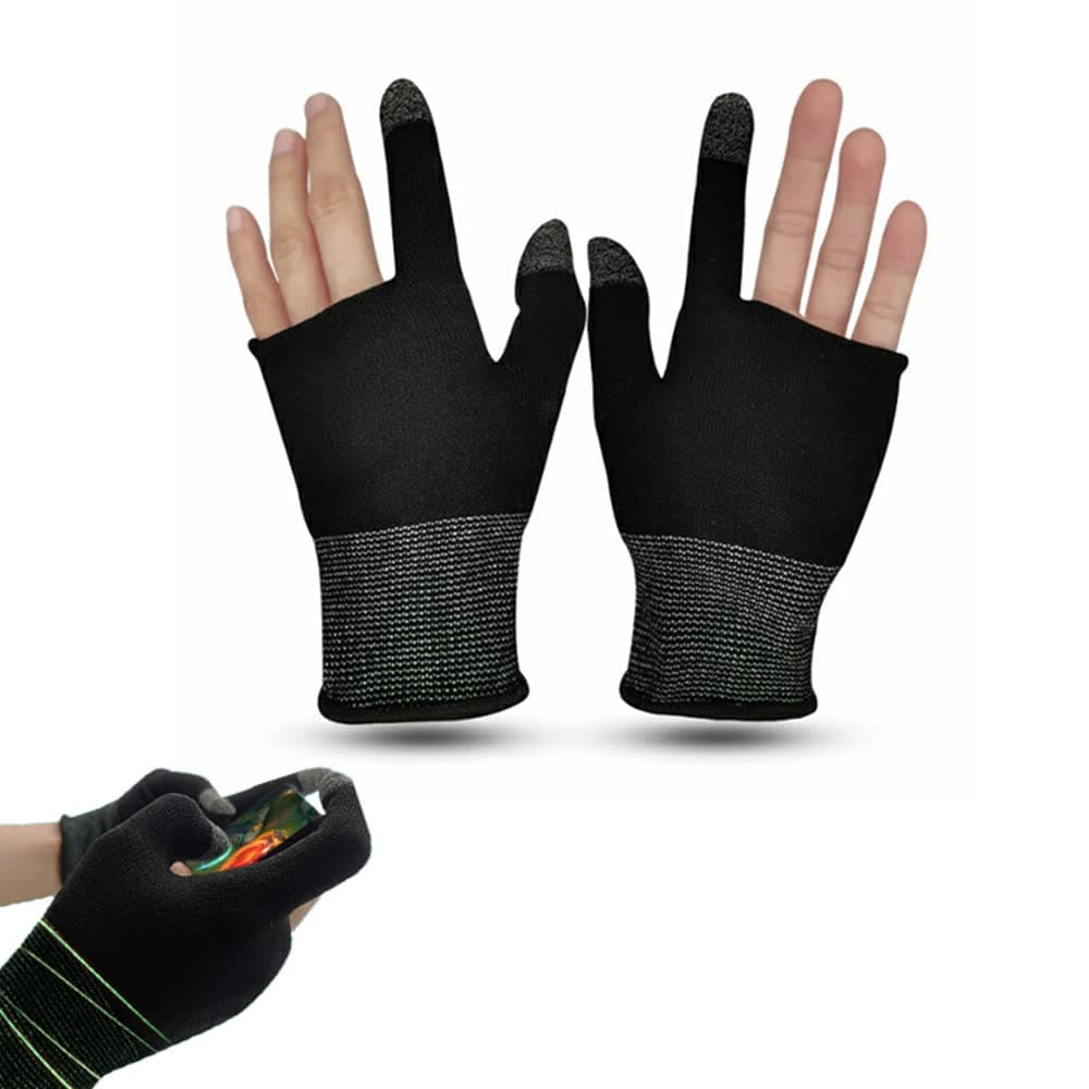 قفازات العاب رياضية من اي سبورتس اكمام اصابع للالعاب مضادة للعرق جيدة التهوية ابهام مصنوعة الياف النانو والفضة عالية الحساسية + نايلون ملحقات الموبايل ببجي ايليكدون 02 أسود 1