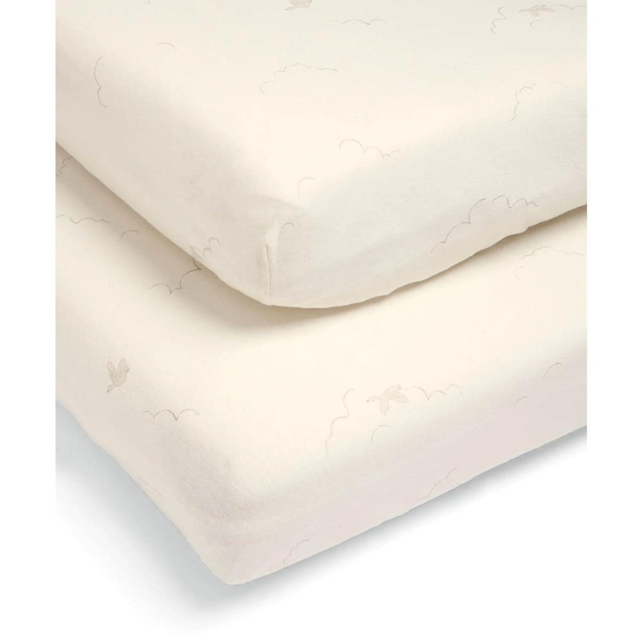 Mamas & Papas 2 Pack Cotbed Fitted Sheets, White (142x70x19cm) Welcome to the World Duckling | Soft Cotton Sheets, Breathable Cotbed Bedding, Machine Washable Baby Sheets, Hypoallergenic Nursery Bedding