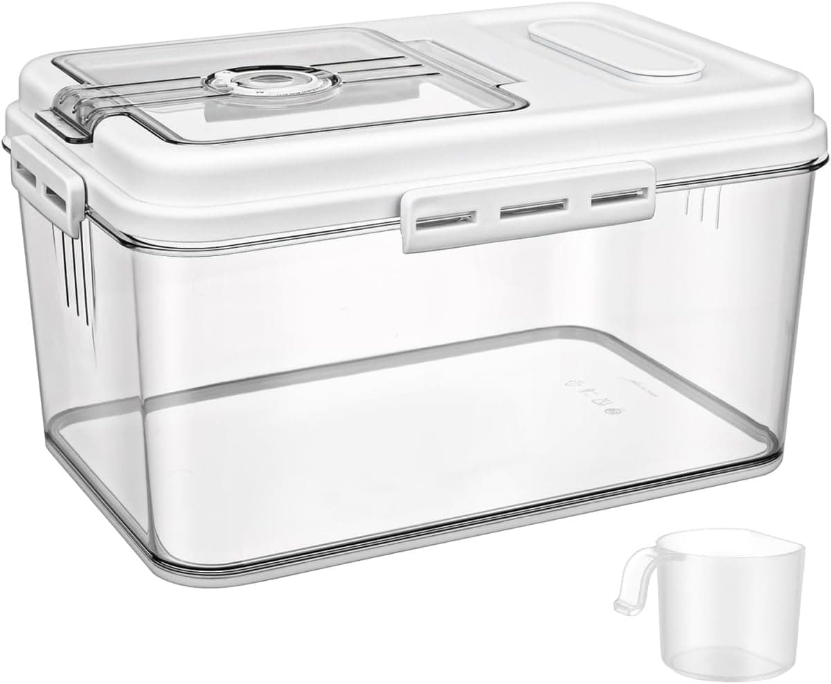 U HOOME Rice Storage Containers, Large Food Container Rice Dispenser, Dry Food Storage, Airtight Pet Food Container with Lid, Kitchen Cereal Containers Storage (15kg)
