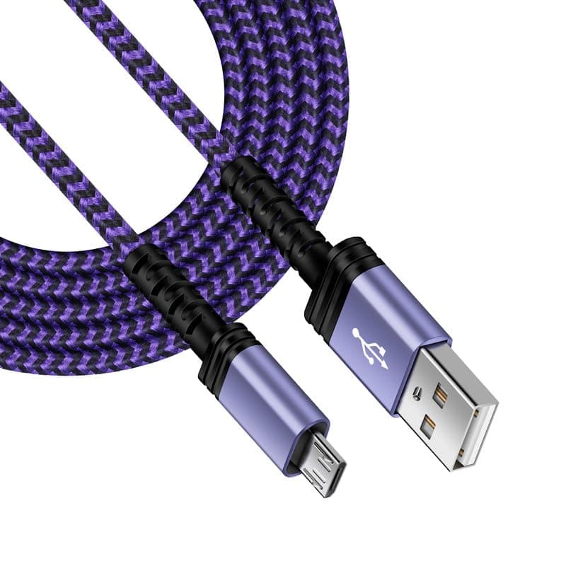 Micro USB Charging Cable, 1 Pack 6 Feet, Nylon Braided Android Charger Cord, Fast Charging Cable, Compatible with Galaxy S6 S7 Edge, Kindle, Android and Windows Smartphones - Purple