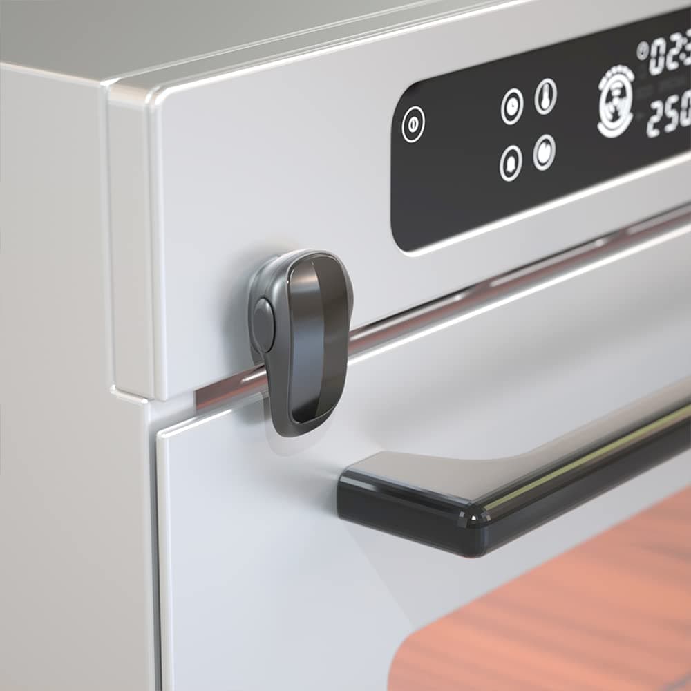 SAFELON 1 Pack Baby Safety Oven Door Lock, Double Button Oven Lock for Kitchen Safety (Black)