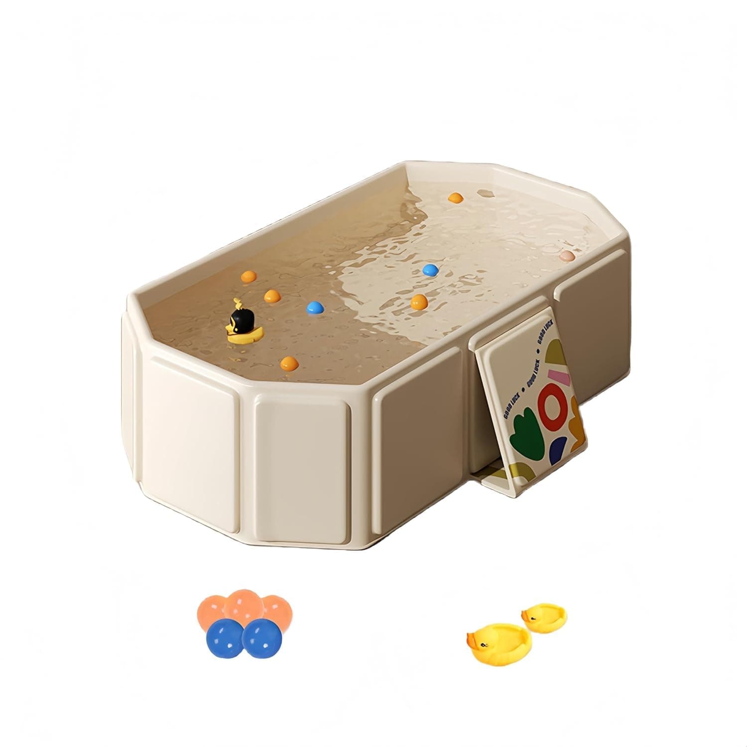 Baby Bath Tub, Foldable Kids Bathtub White with Non-Slip Base, with Thermostatic System & Baby Bath Seat, Travel Essential - Perfect for 0-8 Year Old Indoor/Outdoor Bathing, Easy Storage