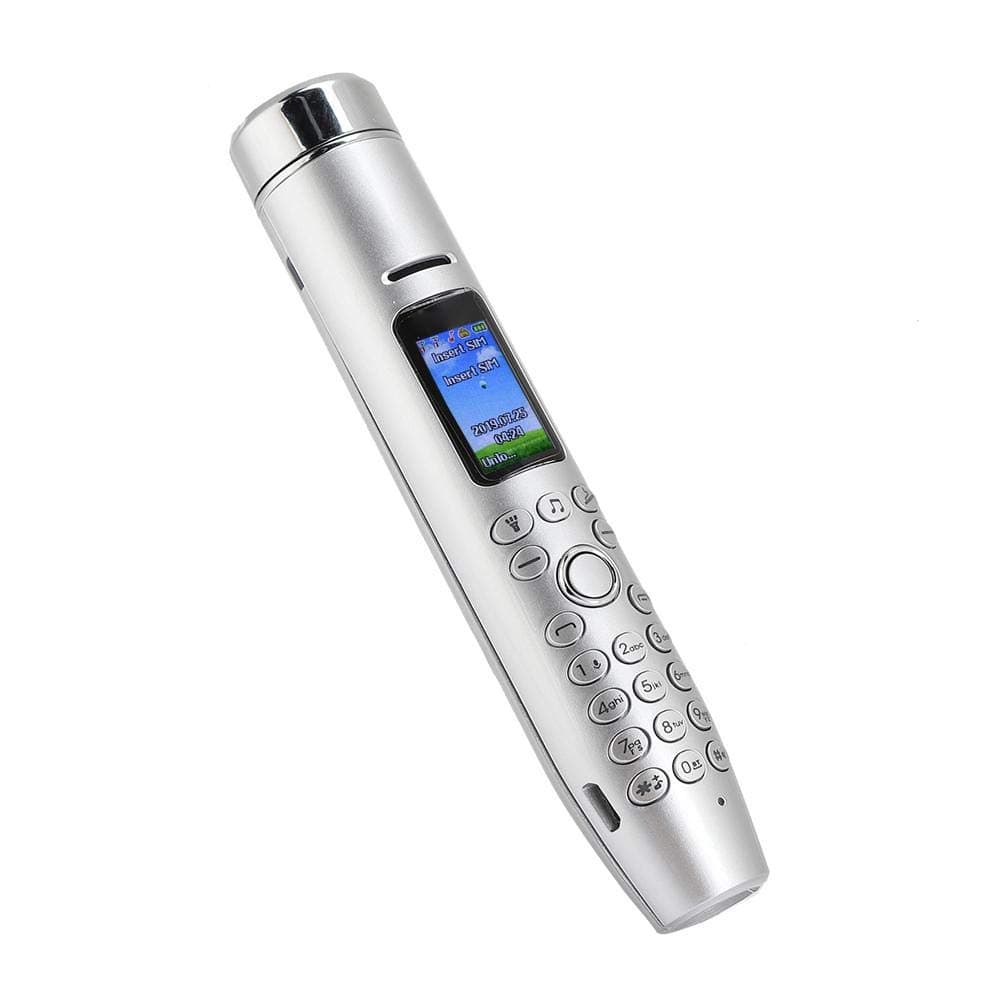 Multilingual Straight Phone Dual Card Dual Standby Pen Phone type for personal use(Silver)