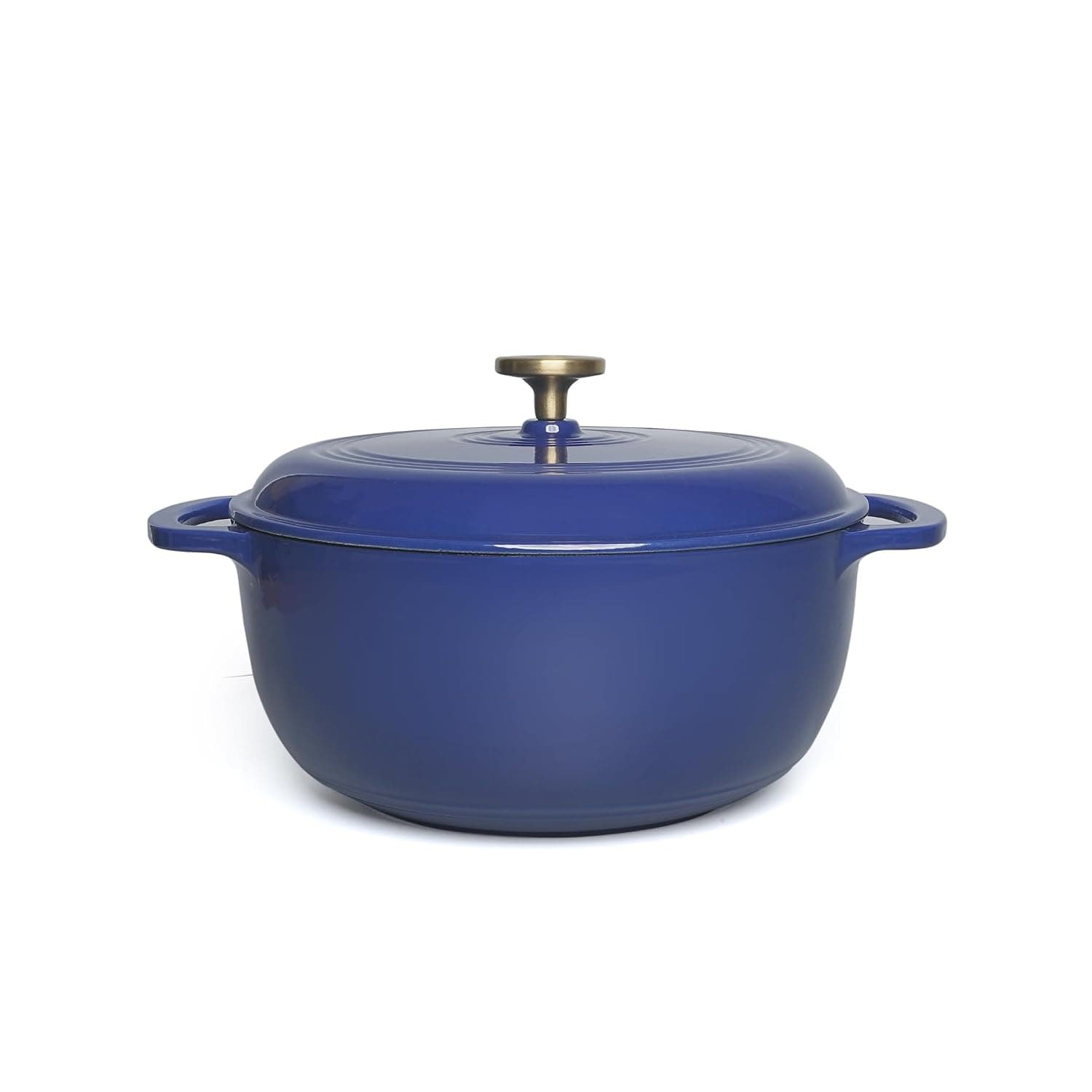 6QT Enameled Cast Iron Round Dutch Oven, Family Style Heavy-Duty Pre-Seasoned Cookware, Healthy & Safe Non-Stick, Oven & Stovetop Safe – Sapphire Blue