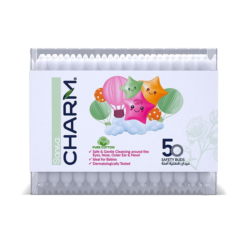 Charm Safety Baby Earbuds 50-Pieces, 24 cm Size,