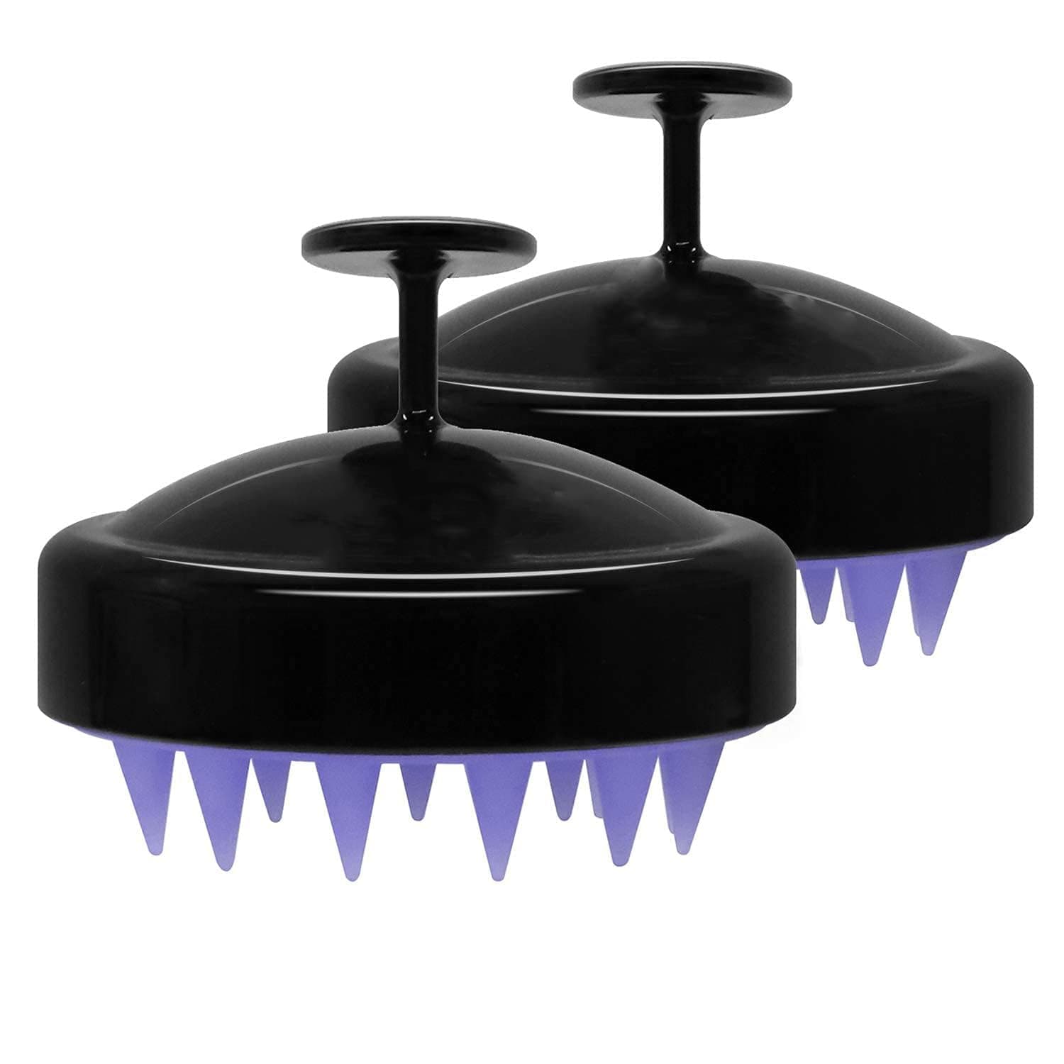 Scalp Massager Brush,Soft Silicone,Wet and Dry Use,Shampoo Scrubber for Hair Care,Dandruff Removal,Head Massage,Stress Relaxation,Ergonomic Handle,Suitable for Thick and Curly Hair,2 PCS,Black