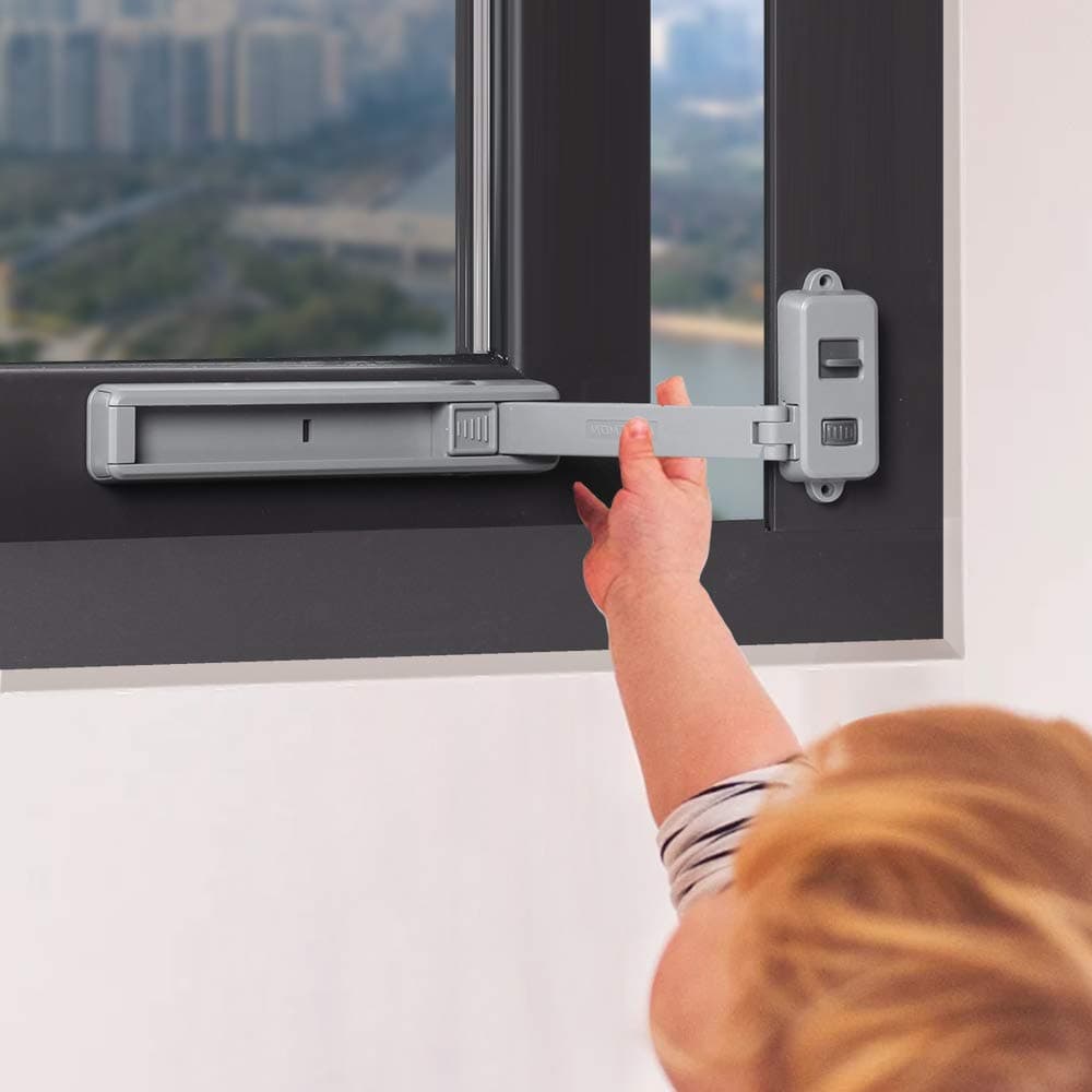 EUDEMON Window Lock Children Protection Window Restrictor Child Safety Window Stopper Falling Prevention Locks Limiter Easy to Install and Use 3M VHB Adhesive no Tools Need or Drill (Grey, 1 Pack)