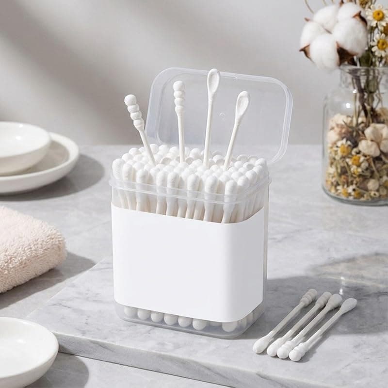 100 Count Safety Cotton Swabs with Large Tips for Personal Care and Makeup