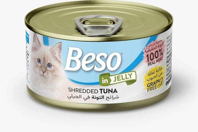 Beso Wet Cat Food, Tuna in Jelly, Grain-Free, High-Protein, Adult Cats, 85g, No Artificial Preservatives