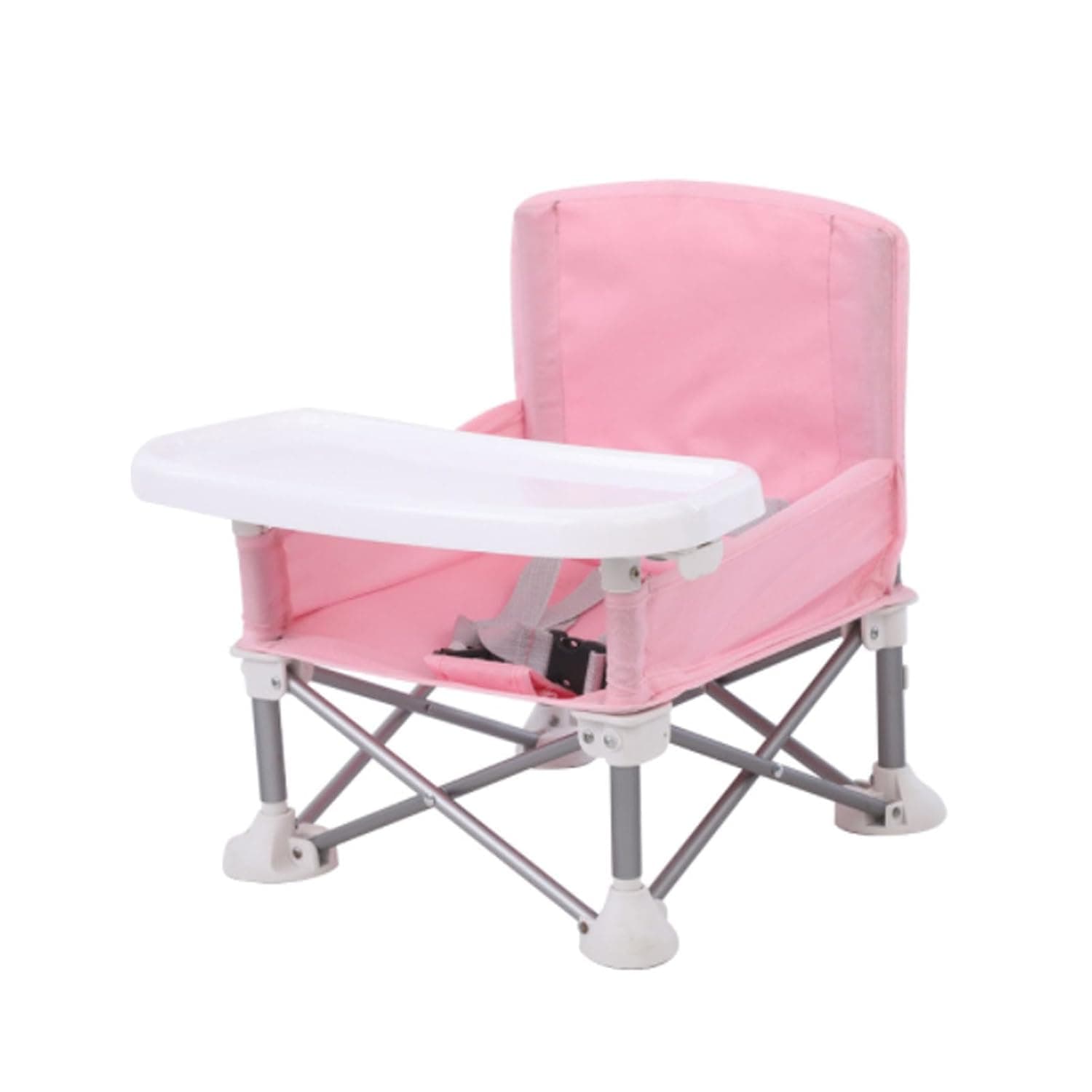 Baby Booster Chairs, Folding Portable High Chair for Eating, Baby Seat Feeding Chair with Detachable Dishwasher Safe Food Tray & Anti Detachment Seat Belt (Pink)