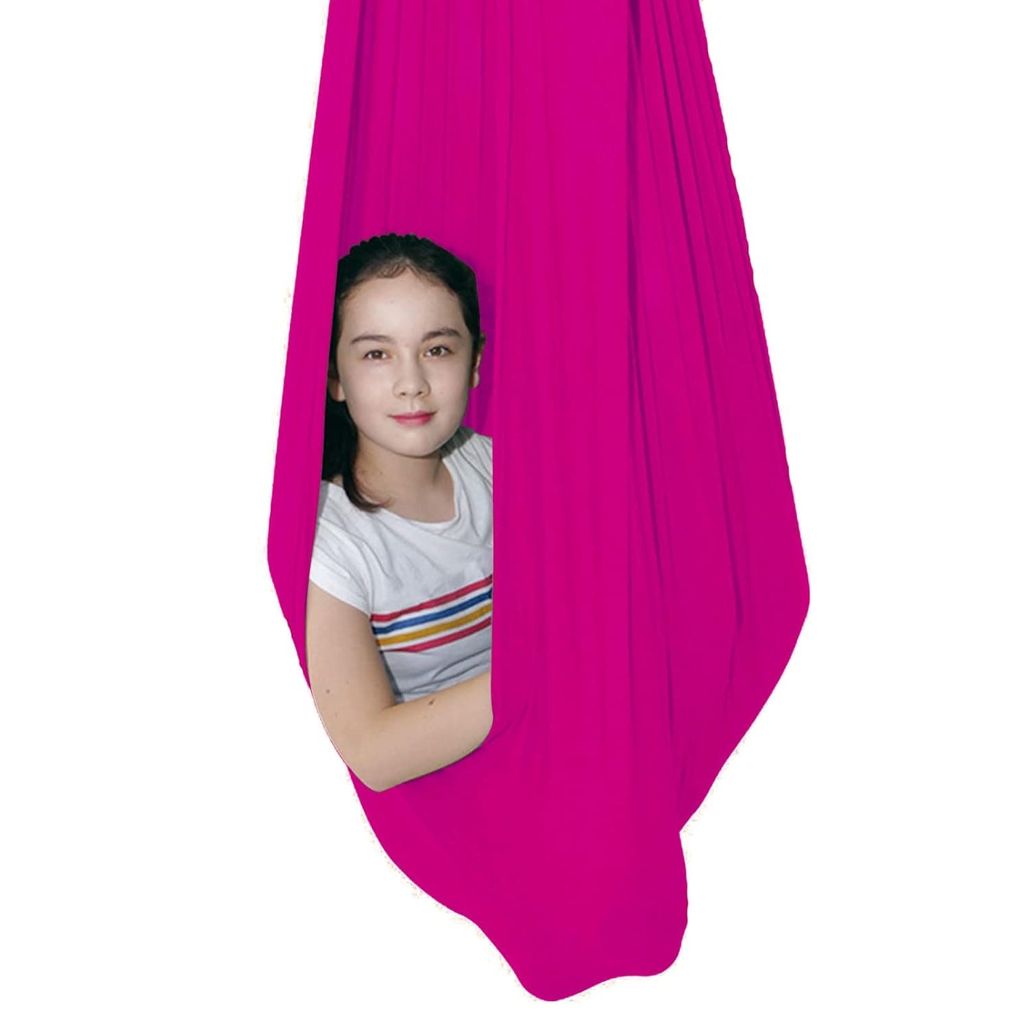 Sensory Swing for adults Indoor kids Therapy Swing Calming Snuggle Hammock durable soft strong fabric swing Best suited for children with SPD Autism and Asperger (Color : Rose Red, Size : 1.5M x 2.8