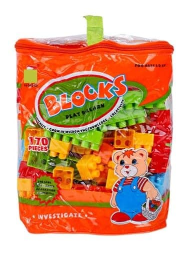 Building Blocks Set for Toddlers, 170-Piece, Colorful, Big Interlocking Construction Bricks, with Zipper Storage Bag, STEM Learning Toy for Boys and Girls Ages 3+
