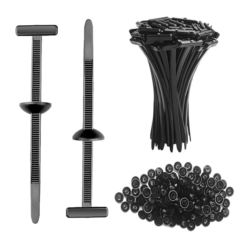 100PCS Nylon Universal Cable Tie Buckle, Heavy Duty Self-Locking T Rivet Zip Ties, Multifunctional Cable Tie Buckle for Car Daily Repair, Home, Office, Garden, Workshop, Black