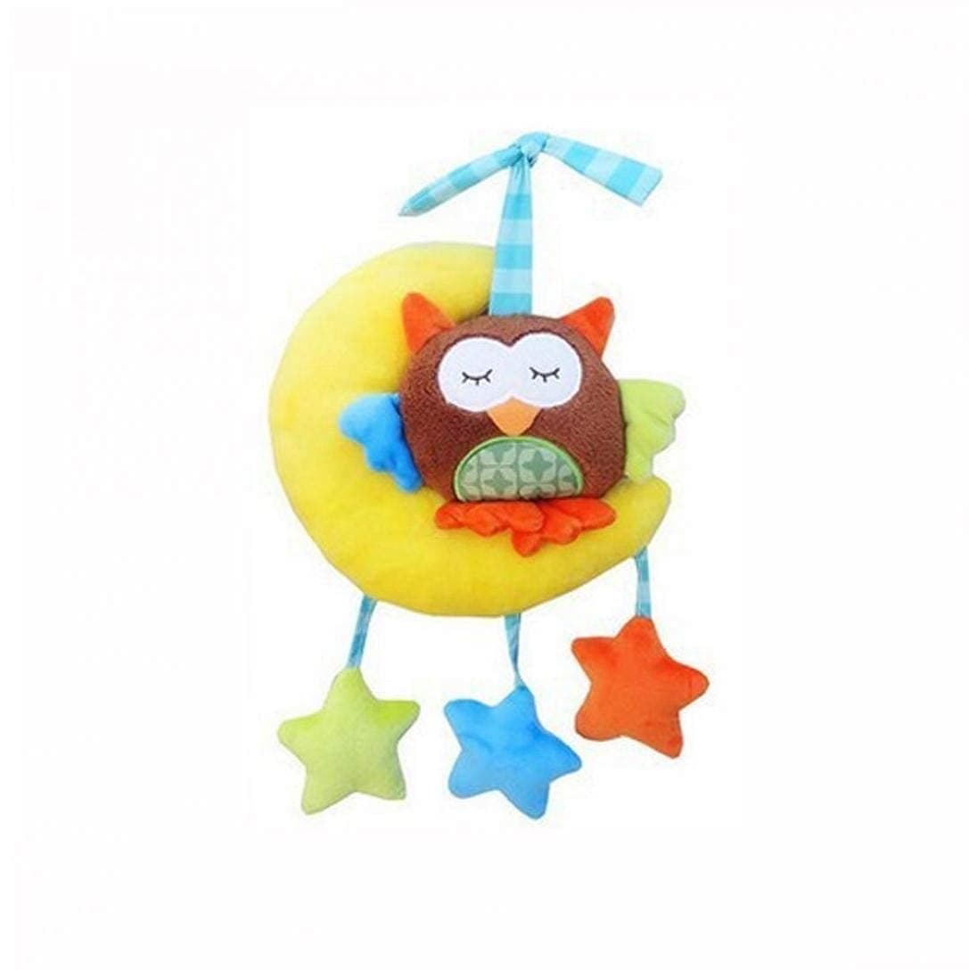 Baby Wind-up Musical Stuffed Owl Animal Stroller Crib Hanging Bell with Music Box Stuffed Toy Gift for Infant Toys