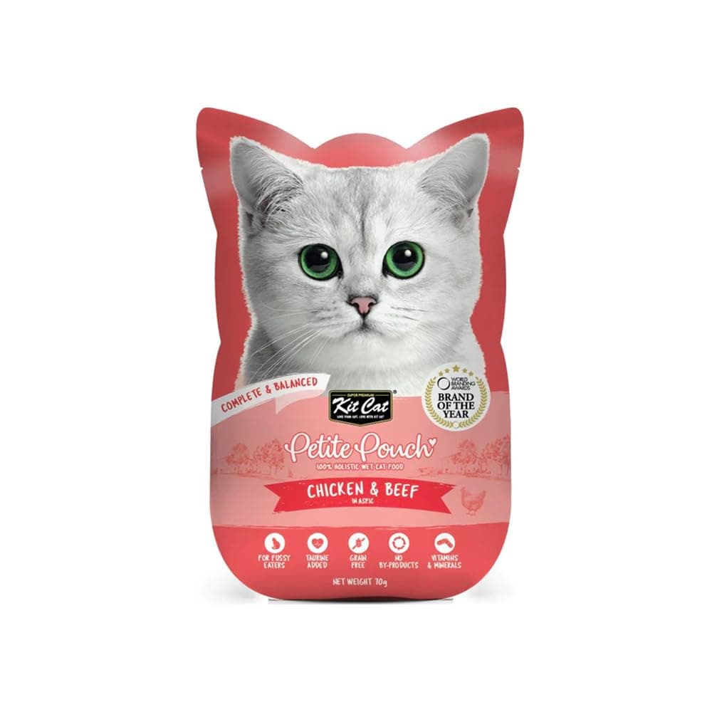 Kit Cat Complete Wet Food Petite Pouch Chicken Beef 70g