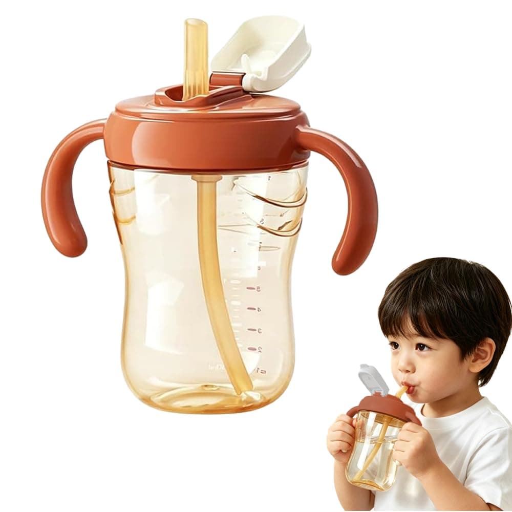 Trainer Straw Cup, 300ml, Easy Transition Toddler Cup for 6 Months+, with Silicone Weighted Straw and Easy-Hold Handles