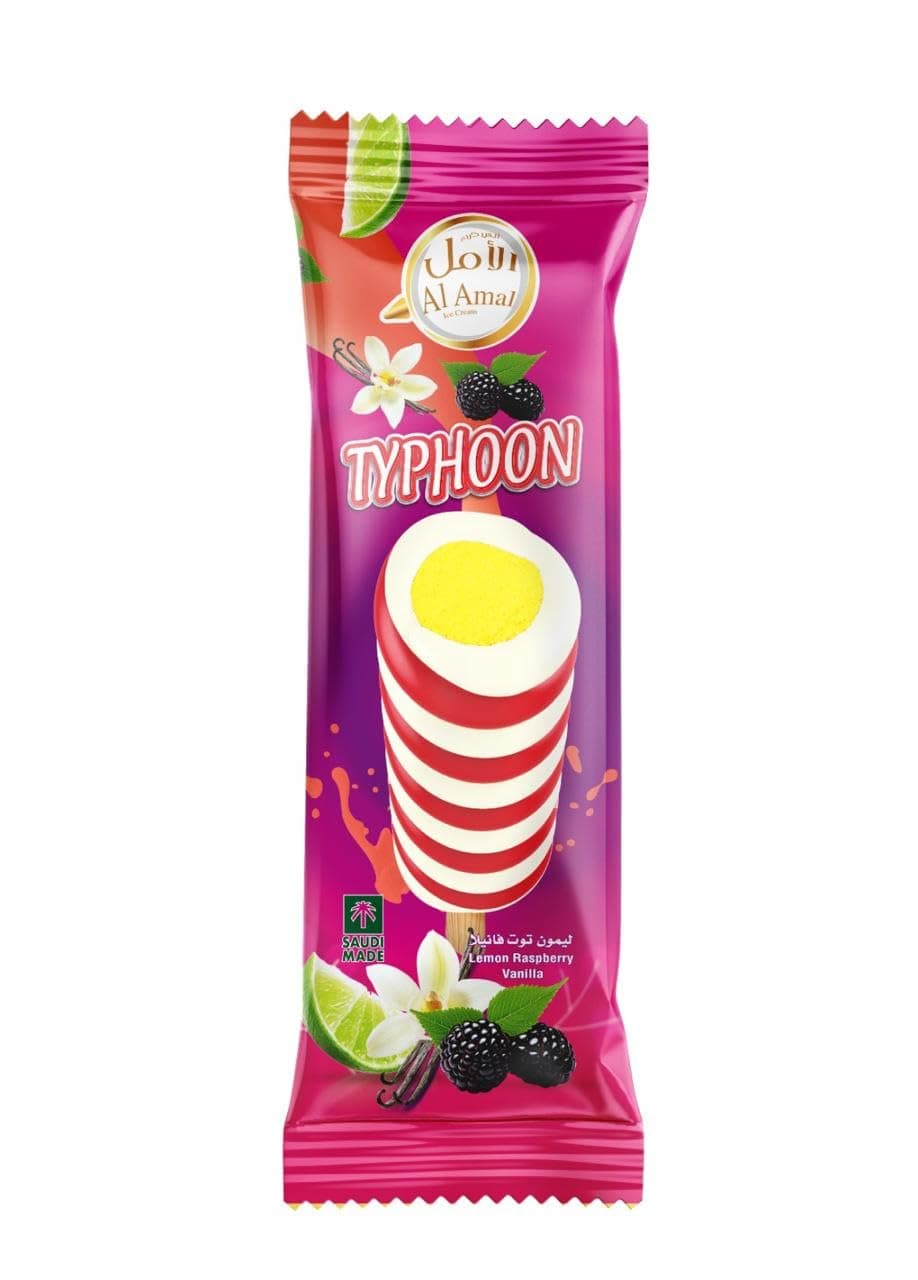 Al Amal Lemon, Rasberry and Vanilla Typhoon Ice Cream Lolly 30 x 85 ml