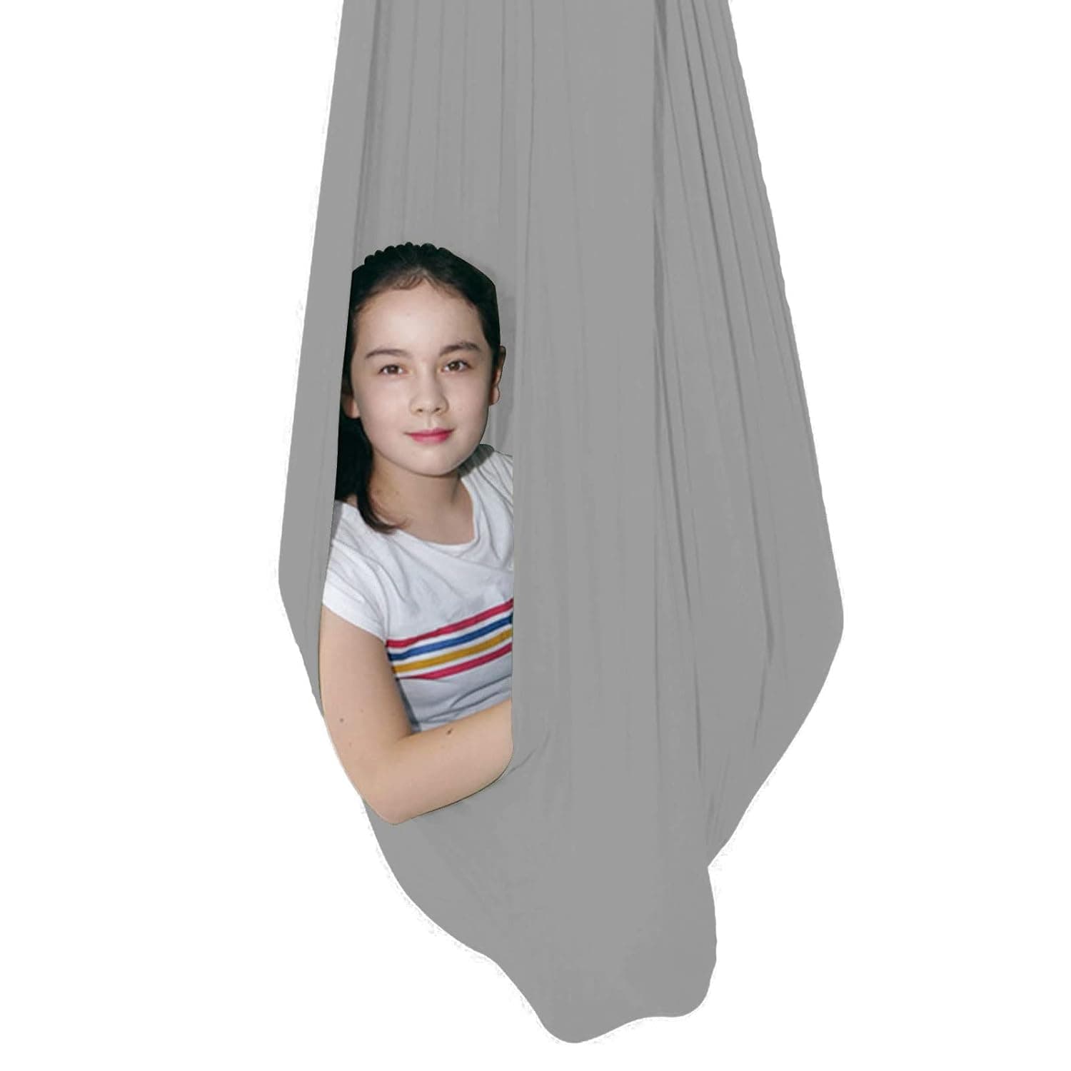 Sensory Swing for adults Indoor kids Therapy Swing Calming Snuggle Hammock durable soft strong fabric swing Best suited for children with SPD Autism and Asperger (Color : Silver gray, Size : 1.5M x