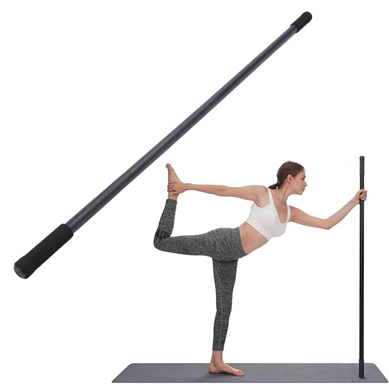 Ejoyous Yoga Stick, Adjustable Stretching Stick 30, 45, 60 in, Promote Flexibility Balance Stability with Foam Handles, Detachable for Fitness Strength Postural Support