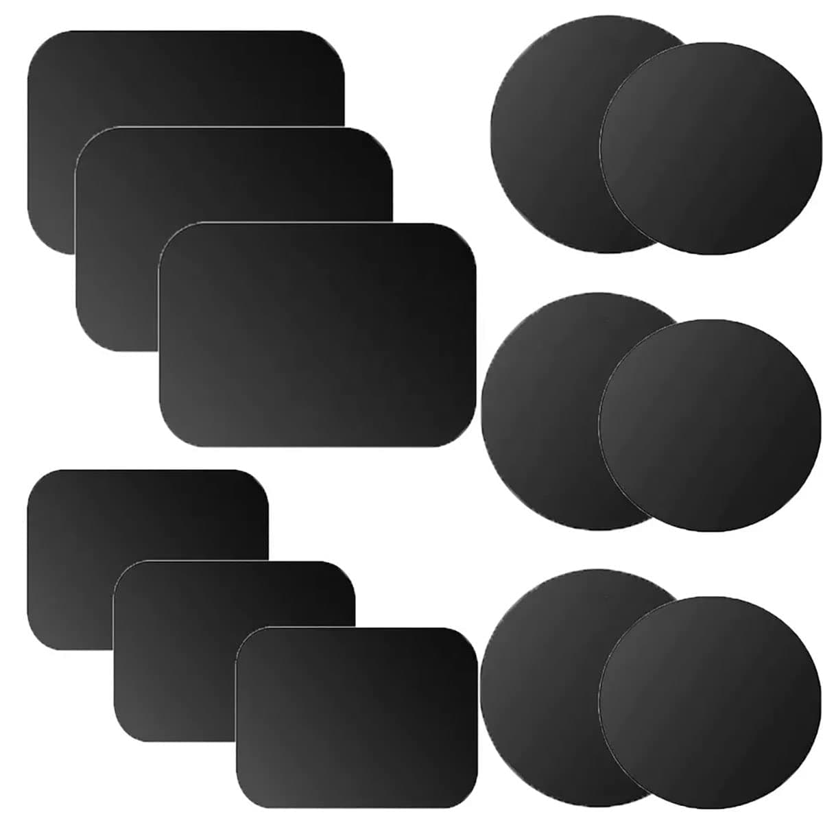 12PCS Universal Metal Plate,Magnetic Phone Car Mount with 3M Adhesive, Compatible with Magnetic Mounts, 6 Rectangular and 6 Round