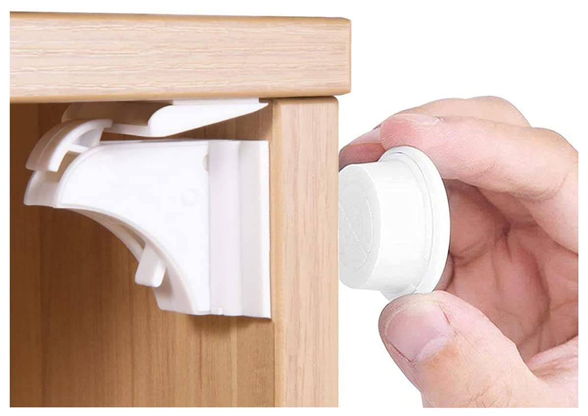 Norjews Baby Proofing Magnetic Locks for Cabinets & Drawers, 20 Pack | 20 Locks & 3 Keys, Invisible Child Safety, No Screws or Drilling, Adhesive Easy Installation, Fits Doors Up to 35mm Thick