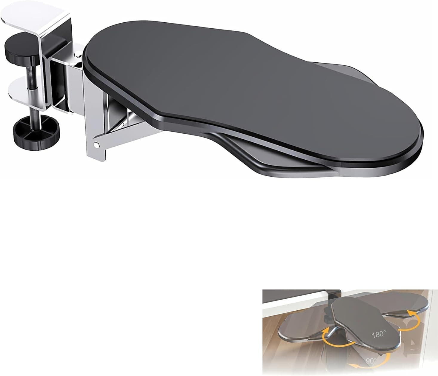 Bolivia's Computer Arm Rest for Desk, 180° Adjustable Rotating Desk Extender Tray with Wrist Rest, Ergonomic Elbow Support for Comfortable Typing, Foldable Arm Rest Shelf for Home and Office Use